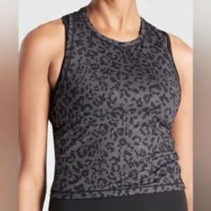Athleta | Shanti Crop Leopard Tank Spring Night Gray XS Gym Workout Activewear